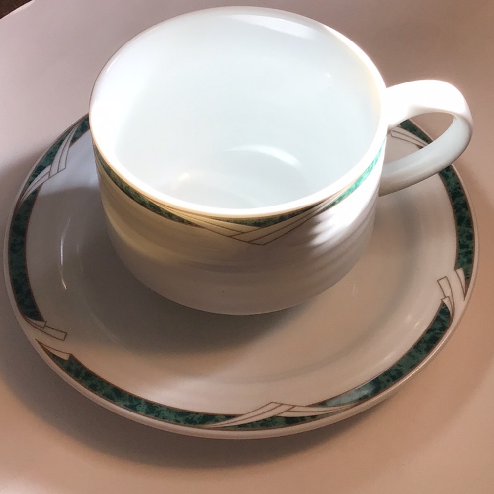 Noritake Arctic Green Cup & Saucer #4090 fine china Art Deco